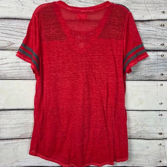 Maurices 24/7 XL Red Lace Up Burnout Short Sleeve Tee - Picture 3 of 5